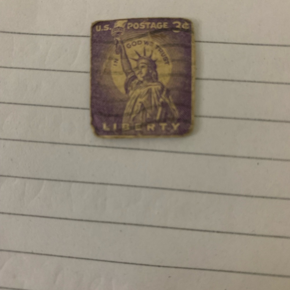 Vintage Purple Liberty Postage Stamp